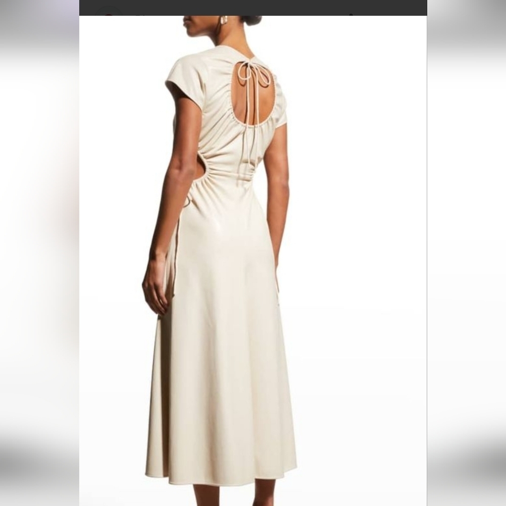 A.L.C. Syna Faux Leather Cutout Midi Dress Bone White. Size 6 NWT. - Picture 7 of 16